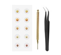 Ear Seeds Acupuncture Kit Auricular Stickers, Needle-Free Ear Beads Disposable Patches with Acupressure Probe Pen for Relaxation,Energy Flow, Easy to Apply and Support Your Beauty (Yellow)