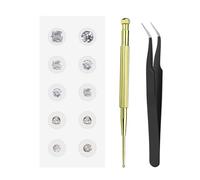 Ear Seeds Acupuncture Kit Auricular Stickers, Needle-Free Ear Beads Disposable Patches with Acupressure Probe Pen for Relaxation,Energy Flow, Easy to Apply and Support Your Beauty (C-White)