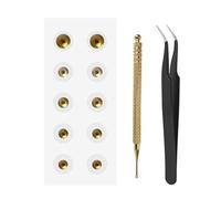 Ear Seeds Acupuncture Kit Auricular Stickers, Needle-Free Ear Beads Disposable Patches with Acupressure Probe Pen for Relaxation,Energy Flow, Easy to Apply and Support Your Beauty (Golden)