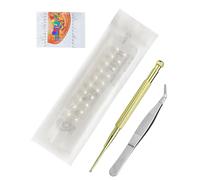 Ear Seeds Acupuncture Kit Crystal Ear Beads, Ear Seeds Acupuncture Point Massage Stickers Patches, Relaxation, Energy Flow and Excellent Durability to Support Your Beauty (BeadsPearl-20pcs)
