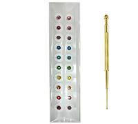 Ear Seeds Acupuncture Kit Ear Press Seeds with Stainless Steel Manual Acupuncture Pen Ear Points Chart Guide for Beginners Relief Facial Tools 20 Pcs (Color Ear Seeds)