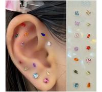 Ear Seeds Acupuncture Kit Massage Ear Acupuncture Patches Easy Application Ear Seeds Disposable Multi with Ears Seed Ear Chart Tweezer (B)