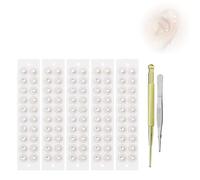 Ear Seeds for Acupressure, Complete Ear Seeding Kit with Acupuncture Pen, Needle-Free Reflexology Tool for Relaxation & Wellness White Rhinestones (100 Pieces)