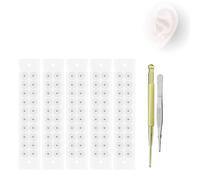 Ear Seeds for Acupressure, Complete Ear Seeding Kit with Acupuncture Pen, Needle-Free Reflexology Tool for Relaxation & Wellness Small Gold Beads (100 Pieces)