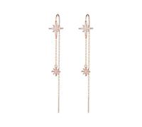 Ear string tassel earrings with brass inlaid zircon earrings, small and fresh, long style, stylish and star rose gold ear accessories