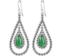 Ear Stud Earrings for Women, Elegant Green Inlaid Marcsay Stone Agate Studs Vintage Jade Charm Pendant Ear Clips, Unusual Wedding Girl Ear Studs Fashion rings