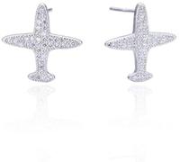 Ear Stud Earrings for Women, Sterling Silver Fashion Airplane Shape Micro Zircon Earrings