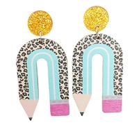 Ear Studs For Women Teacher's Day Pencil Shaped Wooden Earrings Study Season Earrings In The Opening Season Sleepers For Women (B, One Size)