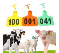 Ear tag Livestock Identification Card 100 Count Goat Tags Durable Plastic Livestock ID 1.9x1.5inch with Numbers 001-1000 for Sheep, Cattle, Pigs(Yellow,101-200)