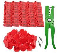 Ear Tag Tool for Cattle Pigs Goats Sheep and Lambs Optimized for Quick Application and Secure Attachment (red)