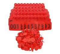 Ear Tags 001-1000 Numbered Livestock Large Plastic Cattle Tags with Numbers for Cows, Sheep, Goats Durable Farm Animal Identification Ear Tag 100pcs(Red,601-700)
