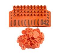 Ear Tags 001-1000 Numbered Livestock Large Plastic Cattle Tags with Numbers for Cows, Sheep, Goats Durable Farm Animal Identification Ear Tag 100pcs(Orange,401-50.)