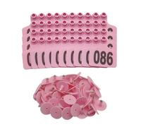 Ear Tags 001-1000 Numbered Livestock Large Plastic Cattle Tags with Numbers for Cows, Sheep, Goats Durable Farm Animal Identification Ear Tag 100pcs(Pink,401-50.)