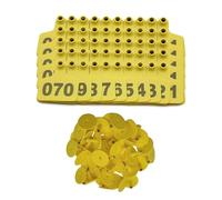 Ear Tags 001-1000 Numbered Livestock Large Plastic Cattle Tags with Numbers for Cows, Sheep, Goats Durable Farm Animal Identification Ear Tag 100pcs(Yellow,501-600)
