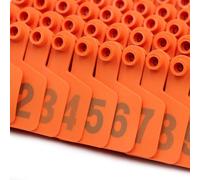 Ear Tags， 100 Pcs No. 001-1000, Plastic Livestock Animal Ear Tags for Cows Goats Sheep Pig Identification Eartags 601-700/.901-1000(Orange,701 800)