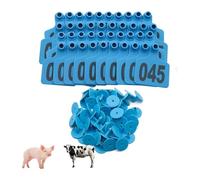 Ear Tags Farm Tools， Livestock Ear Tags Multiple Sizes Numbered 001-500 Pack of 100 with Pliers(Blue 6 * 7.5cm,001-100)