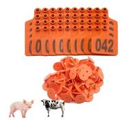 Ear Tags Farm Tools， Livestock Ear Tags Multiple Sizes Numbered 001-500 Pack of 100 with Pliers(Orange 7.5 * 10cm,201-300)