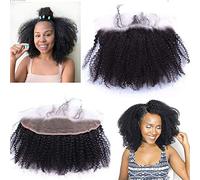 Ear To Ear 13x4 Full Frontal Lace Closure Afro Kinky Curly Bleached Knots With Baby Hair Unprocessed Mongolian Virgin Human Hair Front Closures 8"inch Natural Black