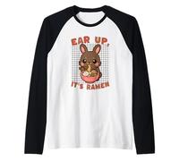 Ear Up It's Ramen Noodles Rabbit Kawaii Cute Funny Raglan Baseball Tee