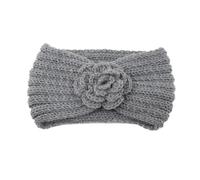Ear Warmer Headband 1PC Women's Knitted Headband For Autumn And Winter, With Wide Edges To Prevent Slipping, Decorated With Roses for Women(4 Medium Grey)