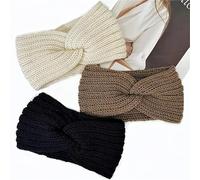 Ear Warmer Headband 3 Pieces Winter Women's Hair Bands, Fashionable Knitted Cross Accessories, Accessory Warm Headbands for Women