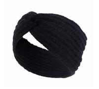 Ear Warmer Headband Winter Warm Headband For Women Knot Cross Headbands Wool Knitted Elastic Wide Headwear Girls Hair Band Accessories for Women(01 Black)