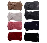Ear Warmer Headband with Button 8pcs Warm Winter Knitting Wool Women | Comfortable Wear, Keeps Ears Warm, Reduces Pressure, Outdoor Activities, Practical Stylish Design Random Color