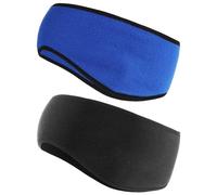 Ear Warmers, 2-Piece Winter Headbands for Women & Men, Earmuff Headband, Fleece Earmuffs, Running Headband, Winter Ear Covers, Moisture-Wicking Sweatband, Ski Sport Headband (Black+Blue)