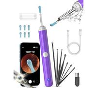 Ear Wax Removal Camera, Kekoy Ear Cleaner 1296P HD Camera, Ear Cleaning Kit with 8pcs Ear Set, Wireless WiFi Otoscope with 6 Lights, Rechargeable Earwax Removal Tool Kit for Adult & Kid(Light Purple)