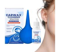Ear Wax Removal Drops,Ear Wax Remover Kit with Bulb Syringe - Natural Softener for Hardened Tinnitus Itchy Buzzing Shower Swimming Daily Travel Home Men Women Seniors Adults