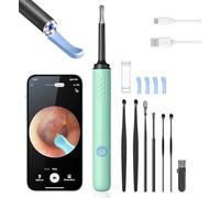 Ear Wax Removal, Ear Cleaner with Camera and Light, Ear Wax Removal Kit, Ear Wax Removal Tool Camera with 1080P, Ear Cleaning Kit with Spoons, Ear Camera for iOS & Android (Light Lake Green)