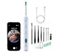 Ear Wax Removal, Ear Cleaner with Camera and Light, Ear Wax Removal Tool Camera ，Wax Remove Ear Picker with Vari Replacement Tips, Camera with 6LED Light耳かき カメラ 耳掃除 (sively White) (White)