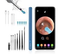 Ear Wax Removal,Ear Wax Cleaner with Camera,Earwax Removal Tool, with 8 Ears, Earwax Cleaning kit 1080P HD Otoscope - Ear Camera with 6 Ear Scoops - Otoscope Ear Pick for iOS and Android(Blue-Aqua)