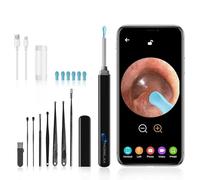 Ear Wax Removal,Ear Wax Cleaner with Camera,Earwax Removal Tool, with 8 Ears, Earwax Cleaning kit 1080P HD Otoscope - Ear Camera with 6 Ear Scoops - Otoscope Ear Pick for iOS and Android (Black)