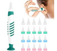 Ear Wax Removal, Ear Wax Remover, Ear Cleaner, Spiral Soft Silicone Ear Wax Removal Tool with 16 Washable Tips for Adults Kids