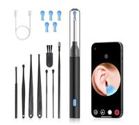 Ear Wax Removal - Earwax Remover Tool, Ear Cleaner with 8 Pcs Ear Set, 6 Led Lights, 1080P Hd Ear Scope, Extra-Long Battery Life, for iPhone, Ipad and Android Smartphones Black