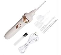 Ear Wax Removal, Electric Ear Wax Remover Tools, Vacuum Ear Cleaner Tool Kit with LED Lights Soft Ear-Pick Ear Cleaner Tool Kit with Double Size Heads for Adults And Children,White