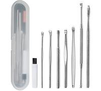 Ear Wax Removal Kit, 8 Pcs Ear Pick Ear Tools Set Curette Cleaner for Humans Reusable Ear Cleaner Earwax Remover Tool with Storage Box, Earpick Spiral Ear Wax Remover for Adults Men Women - Silver