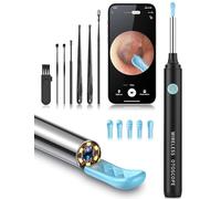 Ear Wax Removal Kit - Ear Cleaner with Camera, Camera with 6 Silicon Ear Spoon with 1080P, Ear Camera with LED Light, Ear Cleaning Kit for iPhone, iPad, Android -Black