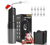 Ear Wax Removal Kit Electric, Rechargeable & Easy-to-Use Ear Cleaner with Water Powered Flushing System for Gentle Earwax Removal for Adults and Kids with 4 Pressure Modes & 10 Replaceable Tips Black
