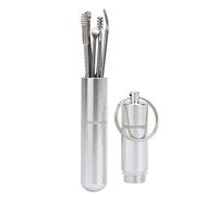 Ear Wax Removal Kit, Stainless Steel Ear Pick with Storage Tube and Keychain, Gentle Curette Spoon for Sensitive Ears, Travel Home and On-the-Go Use