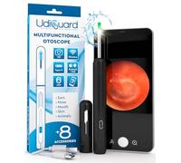 Ear Wax Removal Kit with Camera 1920p 3,6mm WiFi Otoscope - UdiGuard Digital Waterproof Ear Cleaner with 6 LED Lights 8 Ear Spoons for Adults Kids Animals - Compatible with iPhone iPad Android Black