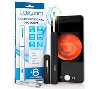 Ear Wax Removal Kit with Camera 1920p 3,6mm WiFi Otoscope - UdiGuard Ear Cleaner Black with 6 LED Lights 8 Ear Spoons Waterproof Digital for Adults Kids Animals - Compatible with iPhone iPad Android