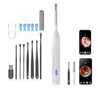 Ear Wax Removal Kit with Camera, Visual Ear Cleaner with Light, 8 Pcs Ear Canal Cleaner and 5 Ear Scoops,Upgraded Ear Wax Removal Kit for iOS and Android,Visual Ear Cleaner (White)