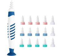 Ear Wax Removal, Q Grips Ear Wax Remover, Ear Cleaner, Spiral Soft Silicone Ear Wax Removal Tool with 16 Washable Tips (Blue Hot Kit)