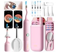 Ear Wax Removal Tool Camera, Ear Cleaning Kit with Flexible Visual Ear Camera Otoscope, Portable Wireless Painless Ear Cleaner with Earwax Remover Tweezers for Adults Kids Pets(Pink)