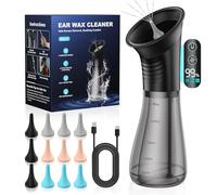 Ear Wax Removal with One-Piece Waste Tank, Powered Ear Wax Remover, IPX7, 5000mAh, 12 Tips, 3 Pressure Modes, Safe & Effective Ear Cleaning Electric Water Irrigation System at Home