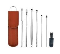 Ear Wax Remover 6Pcs/Set Ear Cleaner Earpick Sticks Wax Removal Tool Care Ear Cleanser Spoon Earwax Remover(Brown)