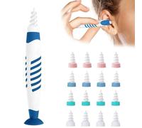Ear Wax Remover, Q Grips Earwax Removal, Spiral Ear Wax Removal Tool, Reusable Earwax Removal Kit Safe Ear Cleaner with 16 Pcs Soft and Flexible Replaceme