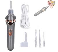 Ear Wax Remover, Safe & Painless Electric Ear Scoop,Ear Cleaner Ear Wax Remover, Ear Suction Wax Remover, Ear Vacuum Cleaner, Earwax Remover Tool, with LED Light for Earwax Removal (Gray)